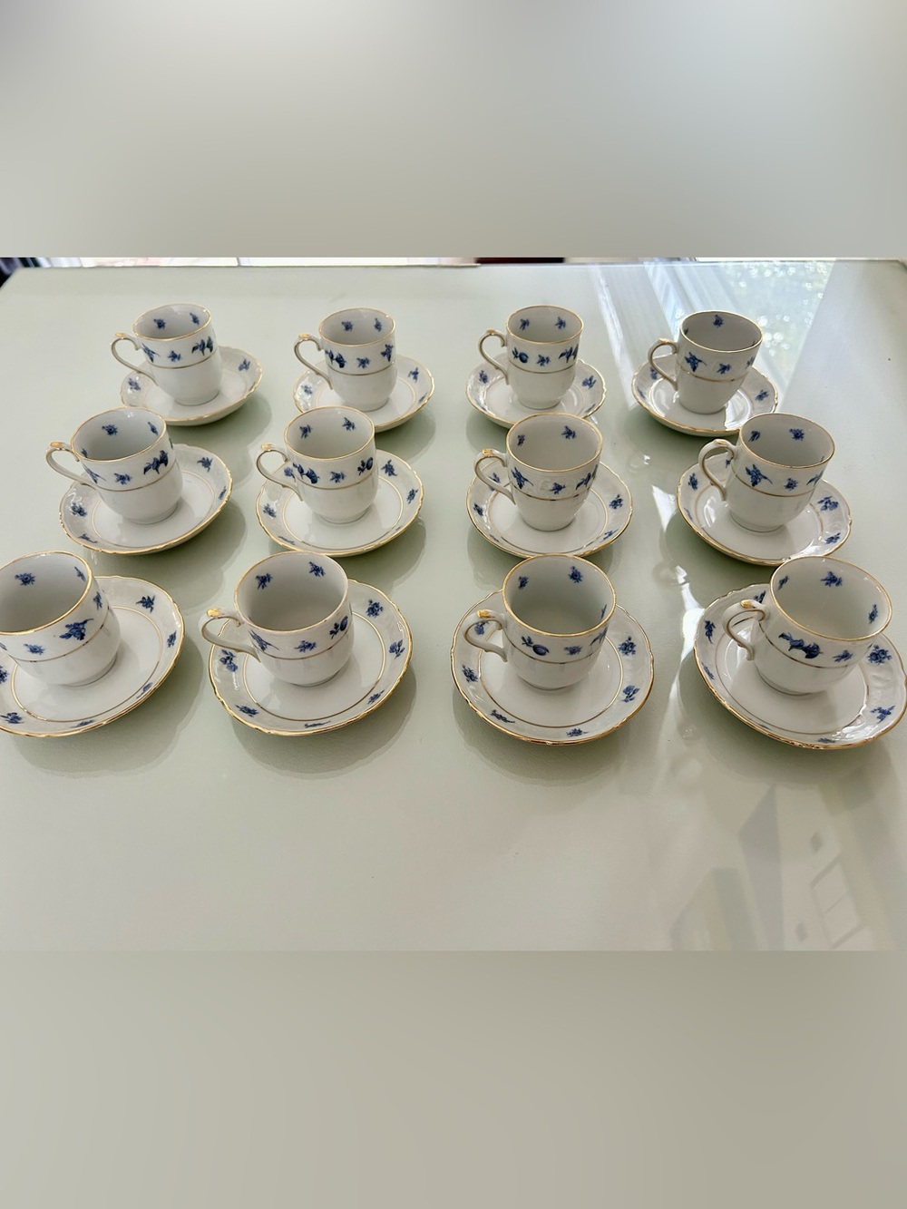 Porcelain Espresso Cup and Saucer Set - 12 Pieces